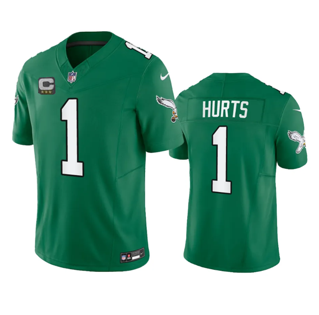 Men's Philadelphia Eagles #1 Jalen Hurts Green 2023 F.U.S.E. Vapor Untouchable With C Patch Stitched Football Jersey Men's Philadelphia Eagles #1 Jalen Hurts Green 2023 F.U.S.E. Vapor Untouchable With C Patch Stitched Football Jersey